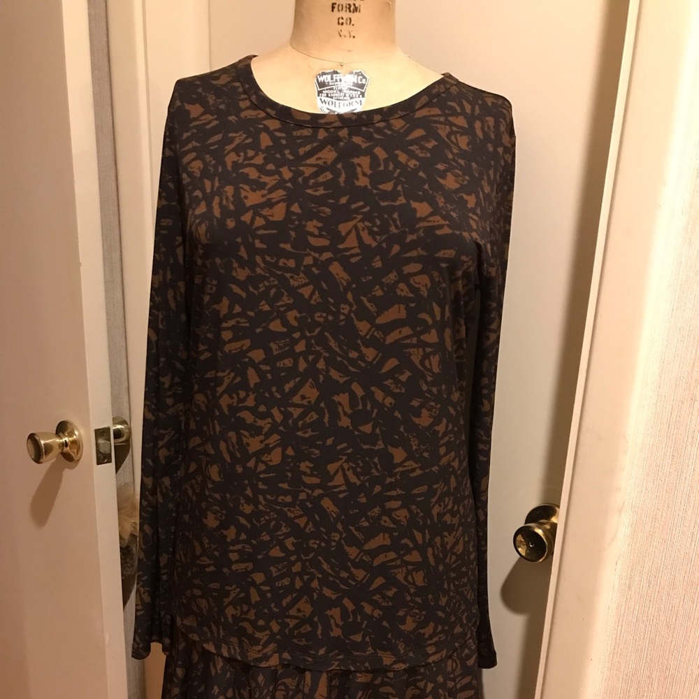 Michael Kors Abstract Ruffle Hem Dress L